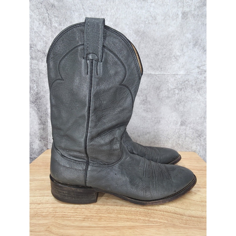 Vintage Nocona Western Boots Men's Size 10 B Gray Leather Style 4502 Made in USA
